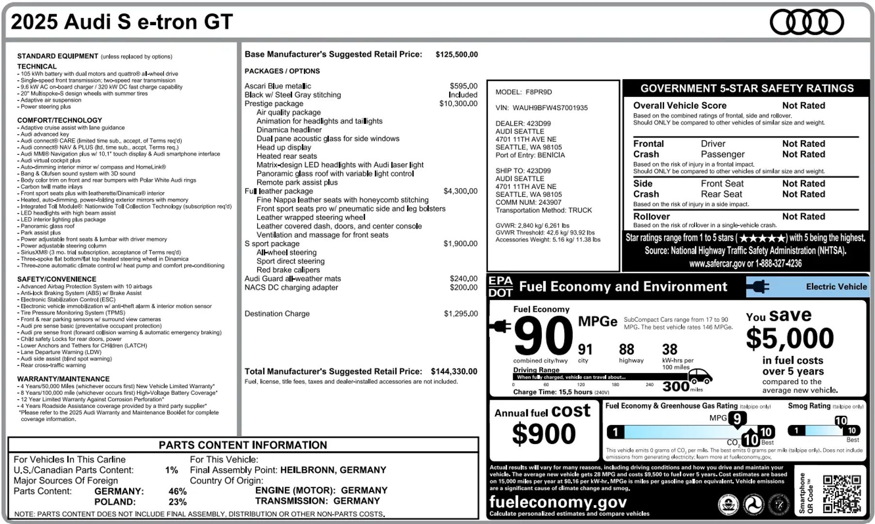 audi s e-tron gt 2025 WAUH9BFW4S7001935 image audi s e-tron gt 2025 WAUH9BFW4S7001935 image